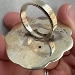 Large Sterling Silver Ring Adjustable 7-9 Taxco Modernist Minimal OOAK Mexico