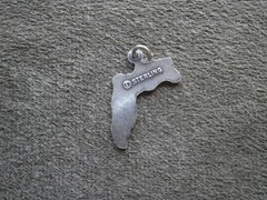 Florida State Map Vintage Sterling Silver Bracelet Charm Pendant 1.1g