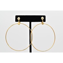 Vintage Dangle Clip Earrings Lightweight Gold Tone Large Round NOS 1980s BinA4