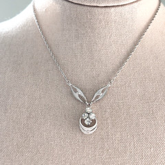Vintage Sorrento Designer Signed 925 Sterling Silver Clear Crystal Drop Necklace