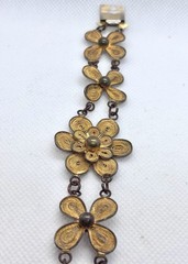 Vintage 1930s Art Deco Filigree Floral Bracelet Gold Tone 7 Inches