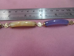 7.25″ 14K Lavender & Yellow Jadeite Jade Bracelet 18.78 Grams