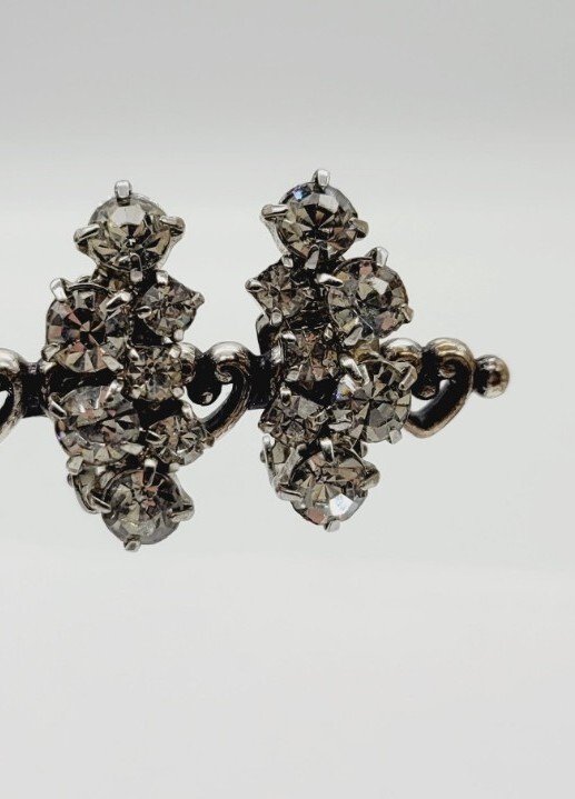 Crystal Earrings Cluster Silver Tone Clip Vintage 1 in #A