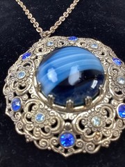 Vintage MCM Domed Necklace Blue Marbled Amazing Necklace – Germany