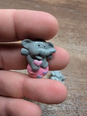 Vintage Retro Resin Pin Back Brooch Small Baby Elephant Set Of 3