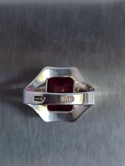 Old Vintage Soviet Union Silver 875 Ring USSR Red Stone Ruby Size US 7 (17 mm)