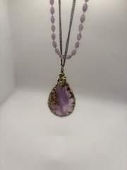 Vintage 1960s Brutalist The Love Witch Style Purple Lucite Gold Tone Pendant