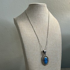 Vintage Taxco TD-29 Sterling Silver 1.75 Pendant Dyed Howlite Mexico Bubble Rope
