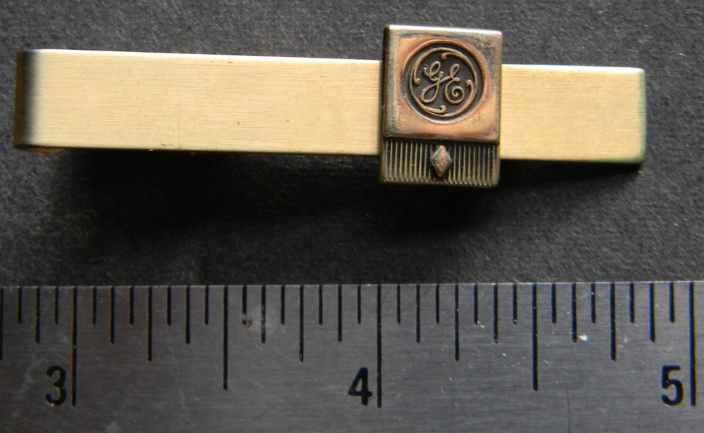 General Electric GE Employee Award Tie Clip Clasp Bar 12K GF Vtg Gold Filled