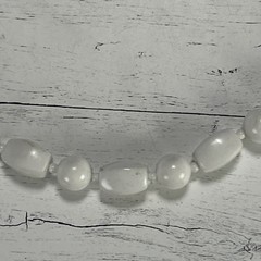 Vintage White Lucite Beaded Necklace 1970s-1980s Costume Jewelry