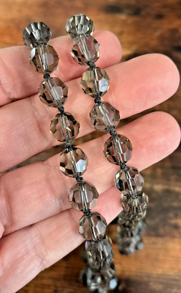 SAL Smoky Hand Strung Faceted Sparkly Beaded Swarovski Crystal 35″ Necklace