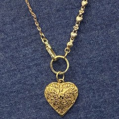 Vintage 12k Gold Filled Pocket Watch Fancy Chain FOB, Swivel Dog Clip, Heart