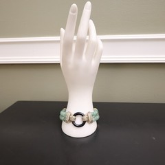 Heidi Daus bracelet Art Deco imitation jade and onyx green glass beads signed