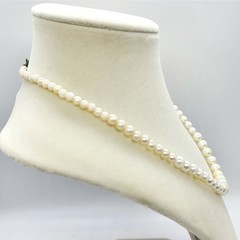 Vintage Pearl Necklace Spring Ring Clasp Single String Closure Elegant Glamour