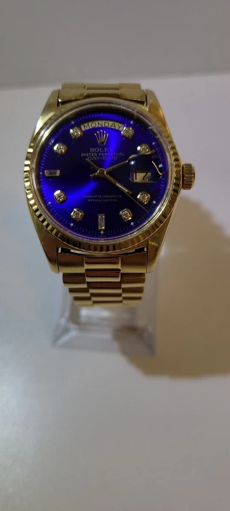 rolex oyster perpetual datejust blue dial gold