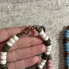 Vintage Women’s Native American Necklaces 3 Piece 10.5″ Glass Bead Leather