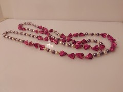 purple lavender bead & faux pearl 38″ necklace strand