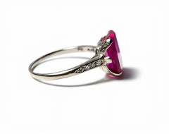 14Kt White Gold Set Ruby Diamonds 1940s