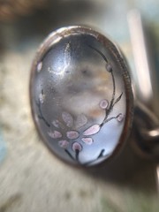 Gold Filled Cufflinks With Pink Flowers Cherry Blossoms Sold As Is V692