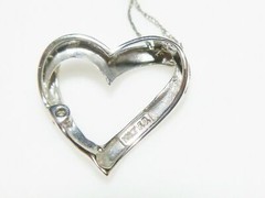 10K WHITE GOLD .05CT DIAMOND HEART DESIGNER FD PENDANT CHAIN NECKLACE 20″