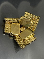 Vintage GoldTone Clear White And Green Rhinestones Glamorous 2” Pin Brooch