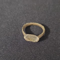 Ancient Byzantine Bronze Monogram Ring 8th-12th Century AD Artifact Jewelry COA