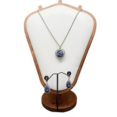 Sterling Silver Blue Morpho Butterfly Wing Earrings & Reversible Necklace Vtg