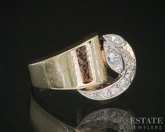 Vintage 14k Yellow Gold Natural .15ctw Diamond Crescent Moon Band 7.4g p16145
