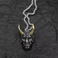 Halloween Vintage Necklace Ghost Face Pendant Zinc Alloy Men Women 45+5cm