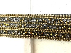 Necklace Bracelet Brooch Lot Beads Rhinestones Dark Gray Black 3 Pieces VTG