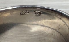 Vintage Designer (AIL) Sterling Silver & Gold Bird Wide Spinner Ring, Size 10