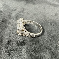 Vtg Sterling Silver Ring 8.25 Cubic Zirconia Medieval High End Jewelry Old Money