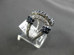 ESTATE LARGE 2.30CT DIAMOND & AAA SAPPHIRE 14KT WHITE GOLD 3D PAVE FUN RING