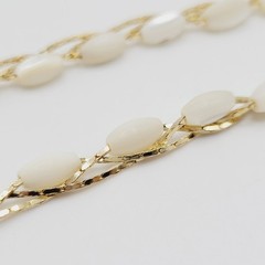 Choker Polished Rice Pearl Gold Tone Braided Chain Pearl Necklace Korea 16 Inch