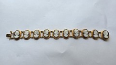 18K Gold 750 Italian Shell Cameo Bracelet P Giacomo Tozzi Firenze w/ Box