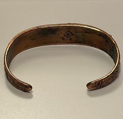 Vtg Bell Trading Post Solid Copper & Turquoise Corinthian Cuff Bracelet Made USA