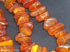 Necklace made of natural beautiful cognac amber weight 74 grams.