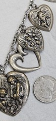 VTG Pididdly Links Style Silver Heart Charm Necklace 23 Charms Bead 22″ Long