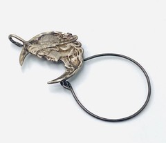 Vintage Art Nouveau Sterling Silver Charm Holder with Girl in the Moon Y2