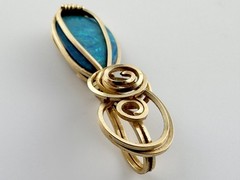 Vintage Handmade Gold Fill Wire Wrapped Boulder Opal Pendant 2.6g Weight 1.25 In