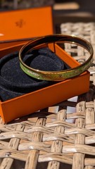 Vintage Rare Hermès Clic Clac-Style Enamel Bangle & Box