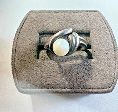 Vintage CJC Sterling silver Pearl ring, size 5.50