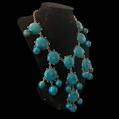 Turquoise Beaded Bib Necklace Retro Gold-Tone Chain Boho Chic Elegant Festival