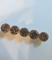 Vintage Les Bernard Goldtone Brooch with 5 Orange Stones