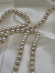 Vintage Faux Champagne Pearls With Gold Tone Spacers Long Rope Necklace 110″