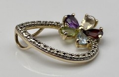 Ross Simons 18K Gold Over Sterling Silver Multi Gemstone Flower Slide Pendant