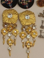 Vintage Earring Jewelry Lot Signed Unsigned Lots Of Rhinestones
