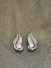 Vintage Renoir Copper Modernist Abstract Swirl Stud Earrings Signed Nice!