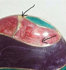 Vintage 1980s Pearlescent Enamel BROOCH EARRING Gold Tone Purple Fushia Teal