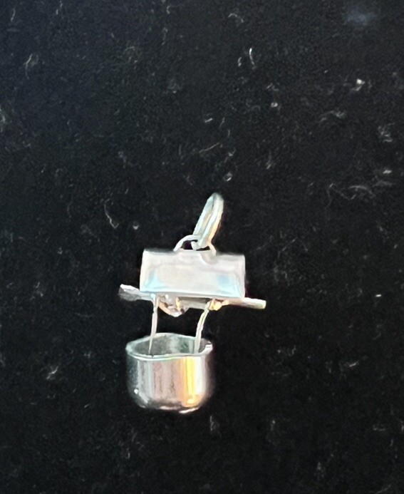 Vintage Sterling Silver Wishing Well Water Charm 3D Moveable Handle